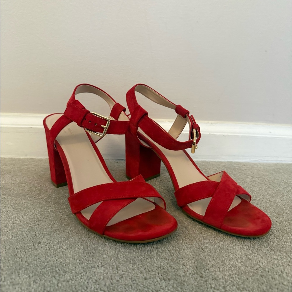 Cole Haan Grand Red Suede Sandals